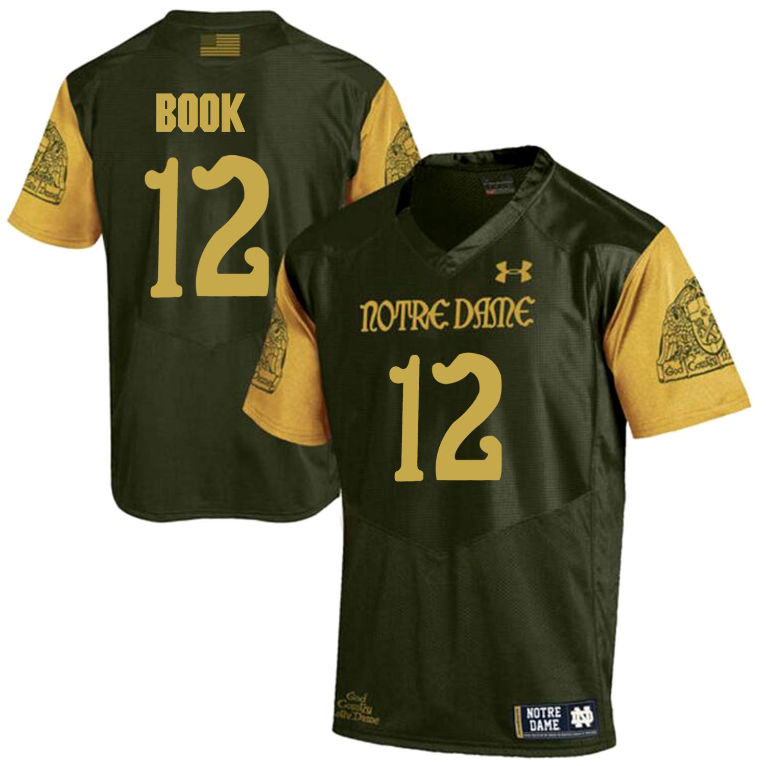 Men Norte Dame Fighting Irish 12 Book Green Customized NCAA Jerseys